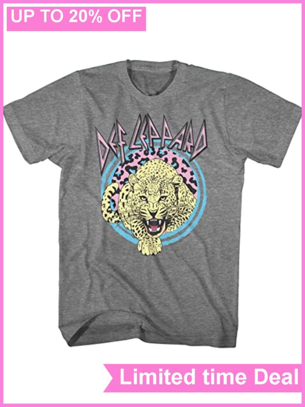Def Leppard Prowl Leopard Graphic Tee Short Sleeve Crew Neck Unisex